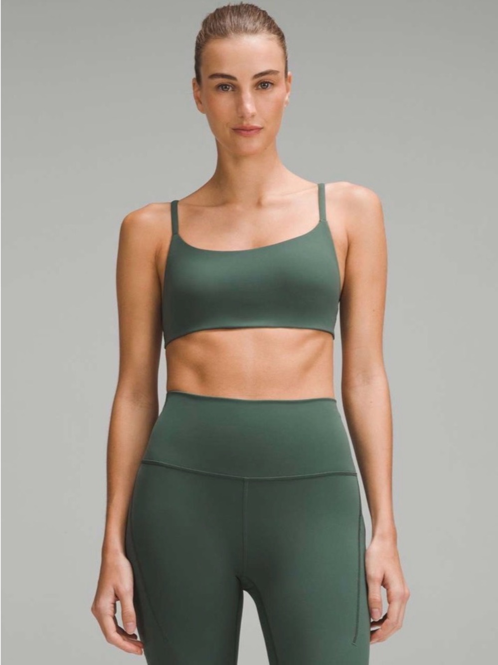 Lululemon Wunder Train Strappy Racer Bra Dark Forest Sports Bra Women's Size 4